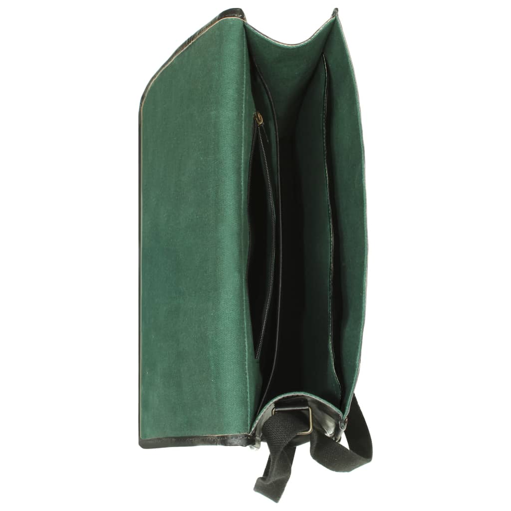 vidaXL Schoudertas echt leer zwart