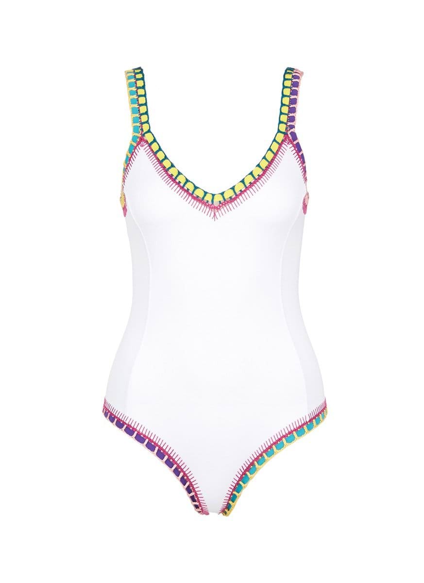 'Yaz' crochet trim scoop back one-piece swimsuit - KIINI - White