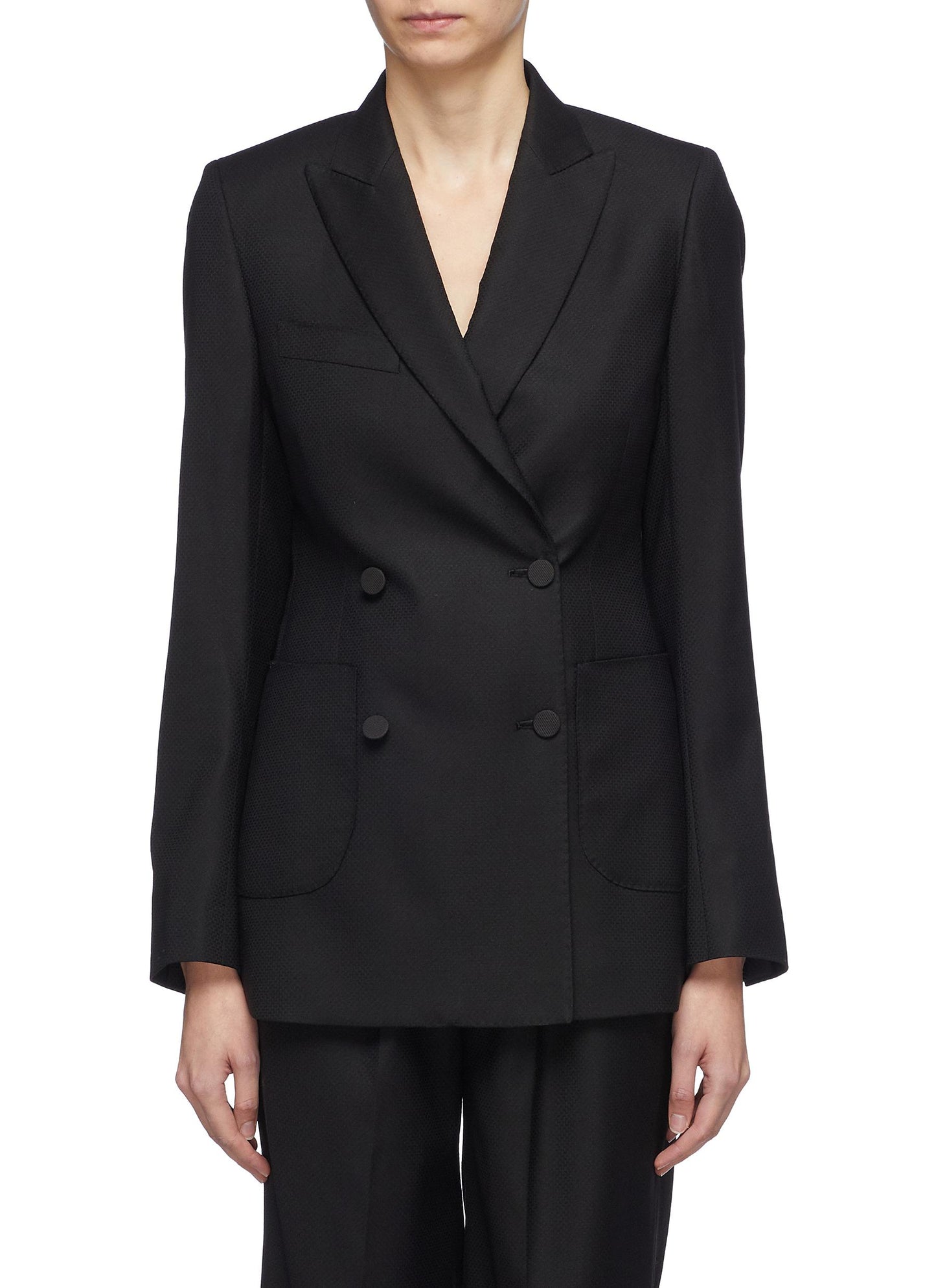 Kaksirivinen villasilkki bleiseri - Alex Eagle - Sininen