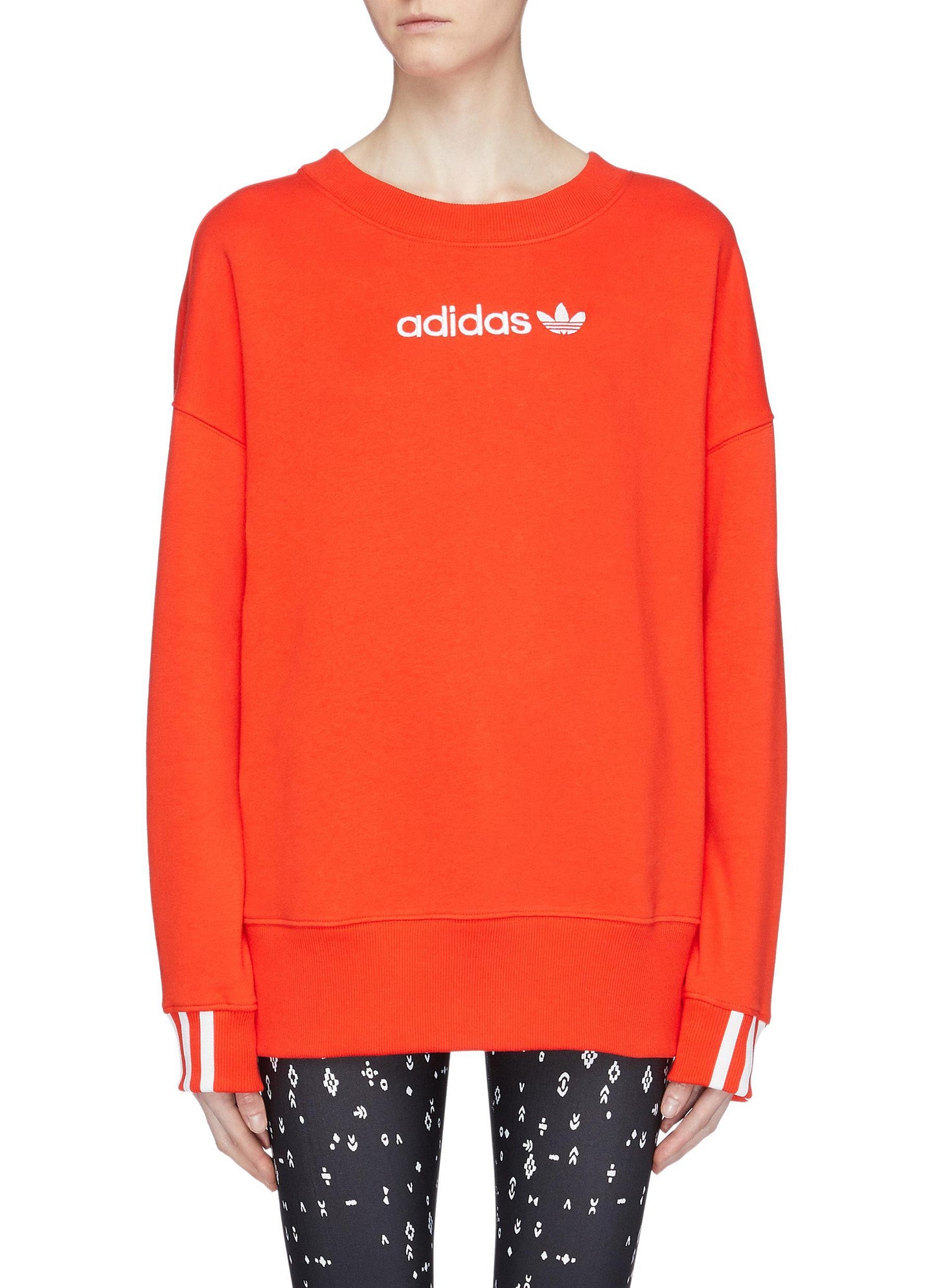 3-raidallinen kalvosinnapillinen logo brodeerattu collegepaita - adidas - Punainen