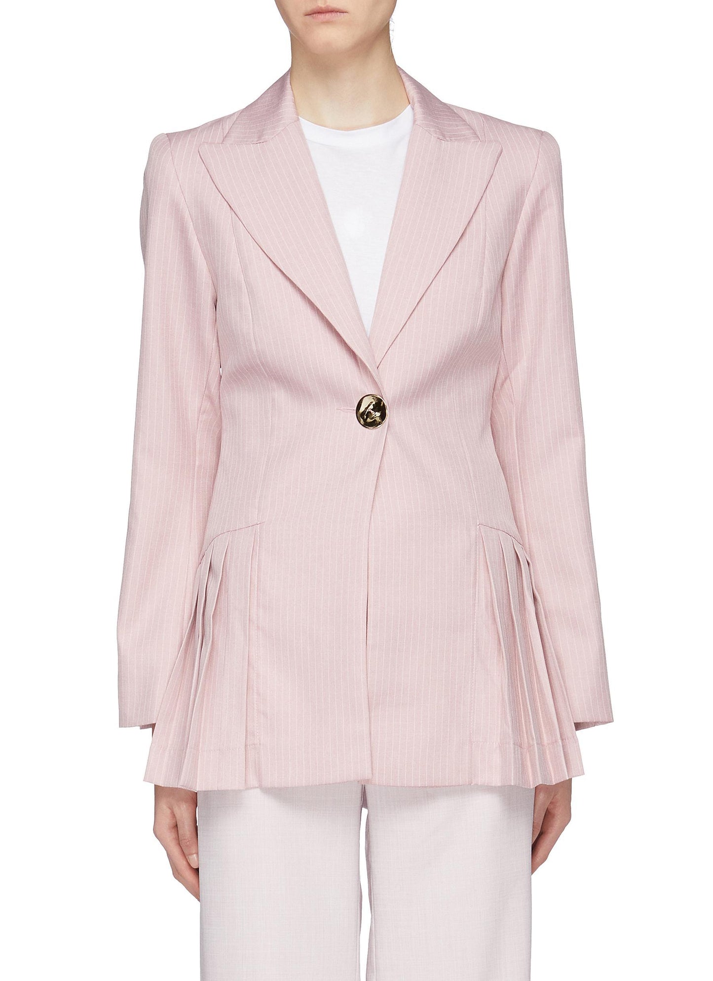 'Suit Yourself' pleated peplum stripe blazer - Maggie Marilyn - Pink
