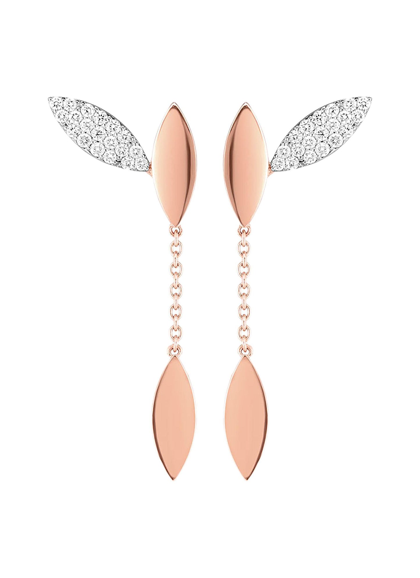 'Petals' diamond 18k rose gold drop earrings - Roberto Coin - Metallic
