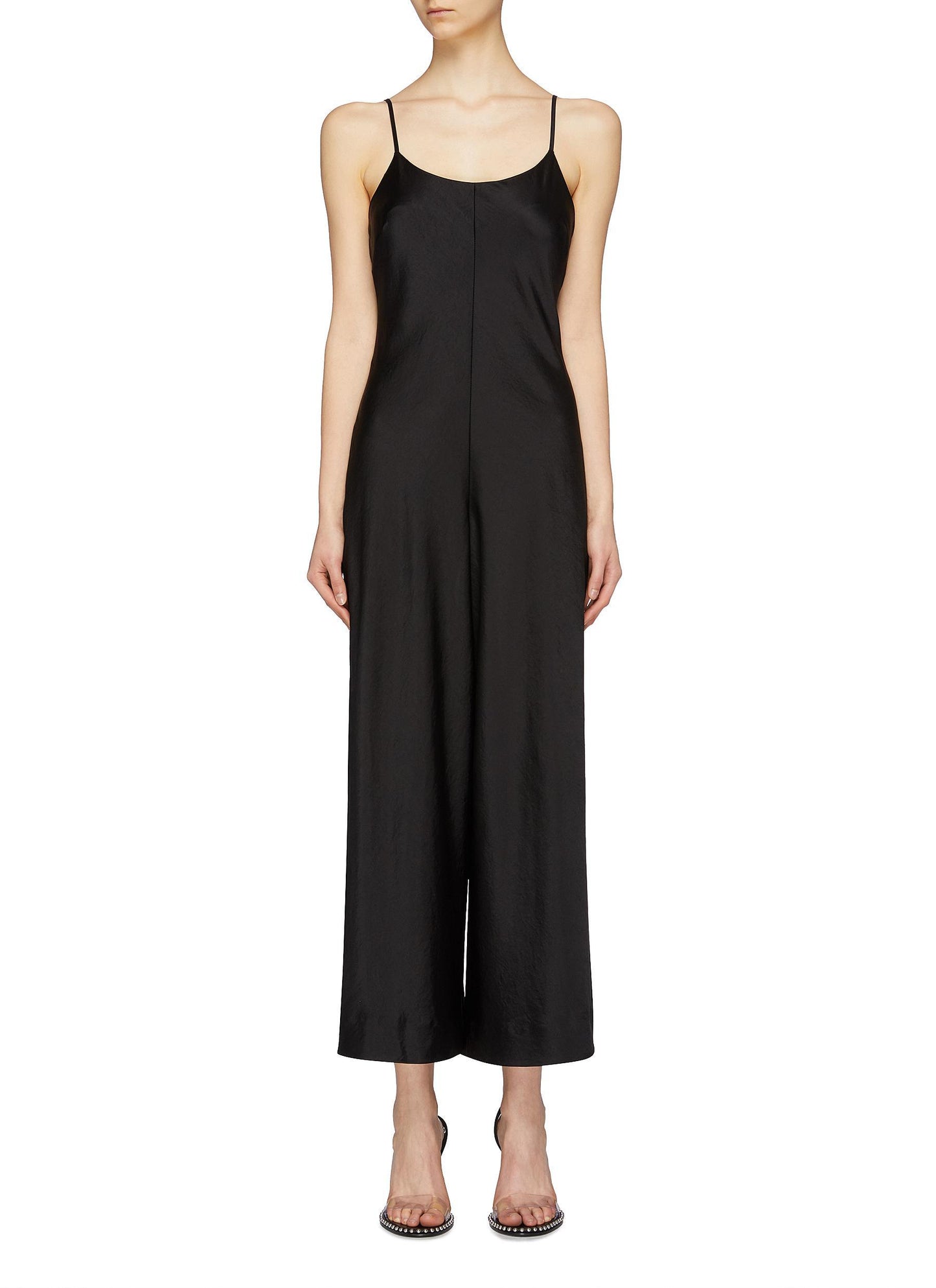 'Wash & Go' wide leg satin jumpsuit - alexanderwang.t - Black
