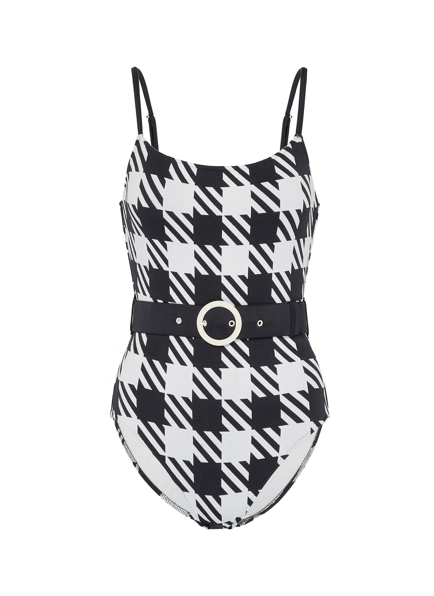 'The Nina' belted gingham check one-piece swimsuit - Solid & Striped - Multi-colour
