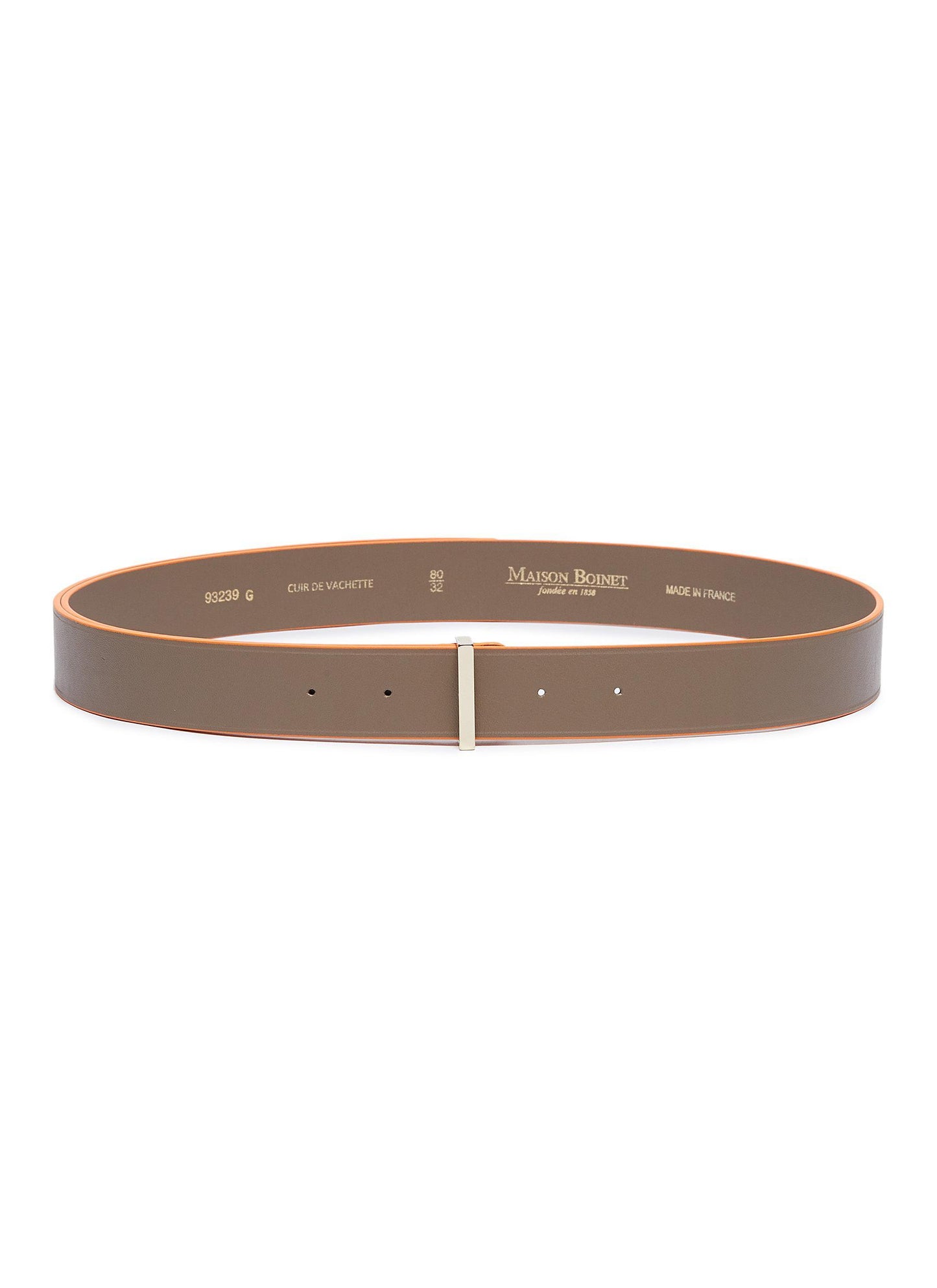 Contrast border vachetta leather belt - Maison Boinet - Orange