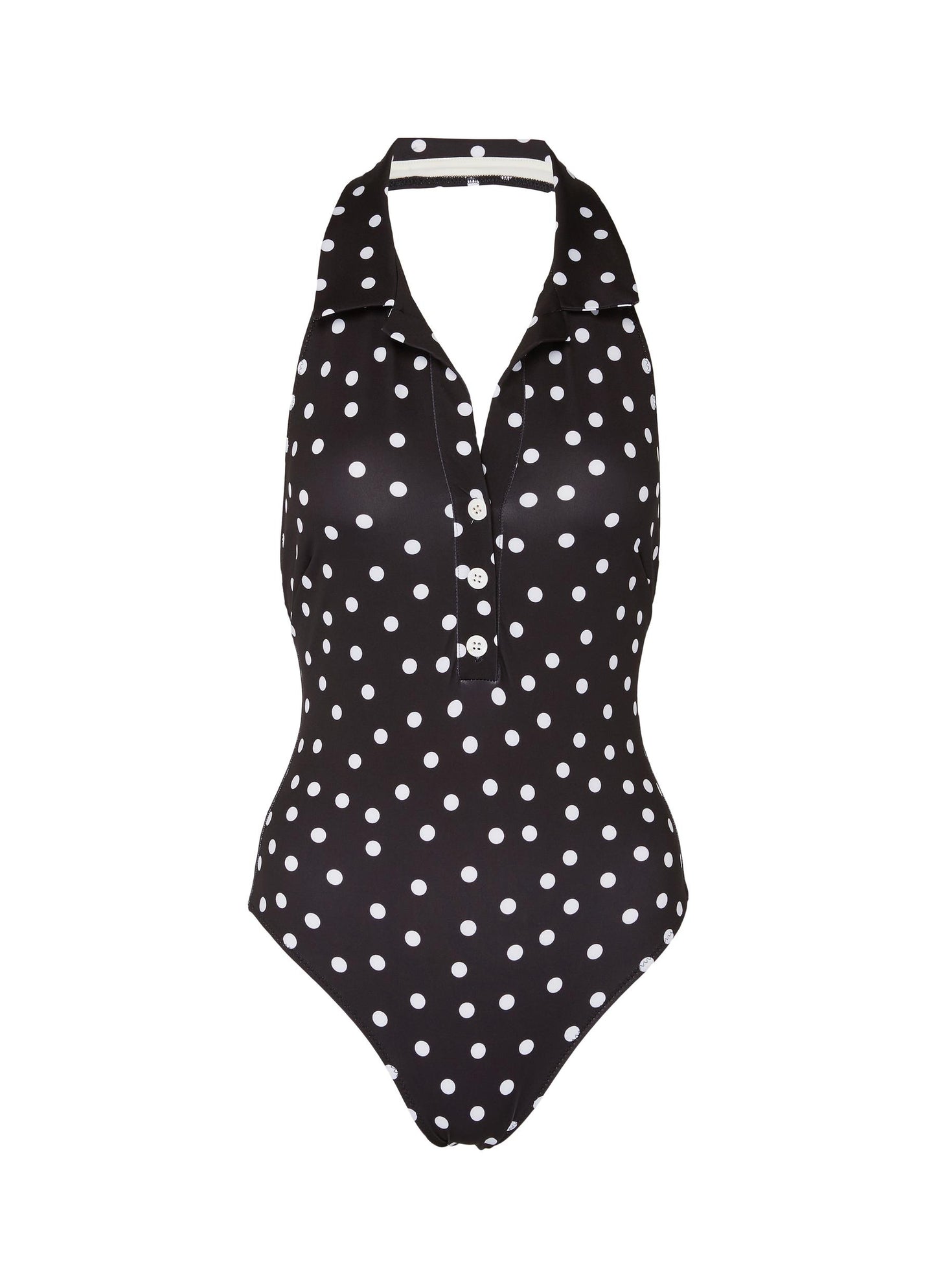 'The Janet' polka dot print halterneck one-piece swimsuit