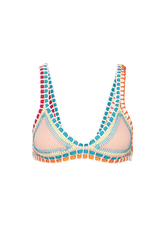 'Luna' crochet trim triangle bikini top - KIINI - Multi-colour