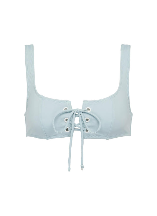 'The Isabella' lace-up front bikini top - Solid & Striped - Blue