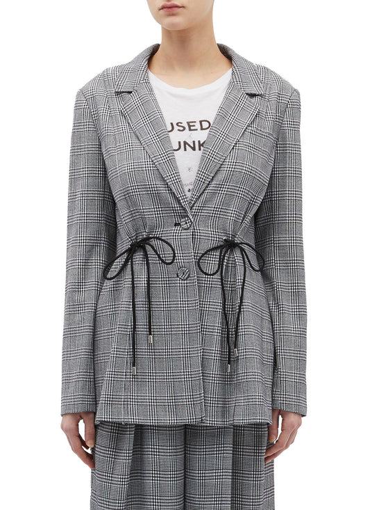'Hopes Up' drawstring houndstooth check plaid blazer - C/MEO COLLECTIVE - Multi-colour