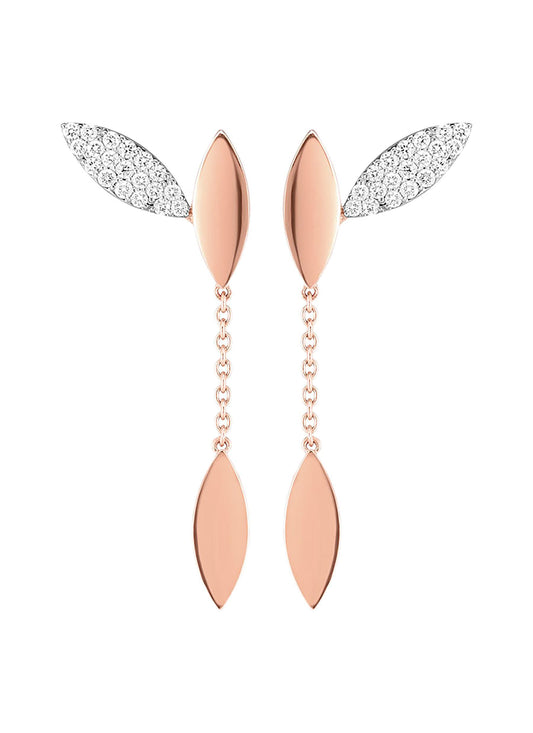 'Petals' diamond 18k rose gold drop earrings - Roberto Coin - Metallic