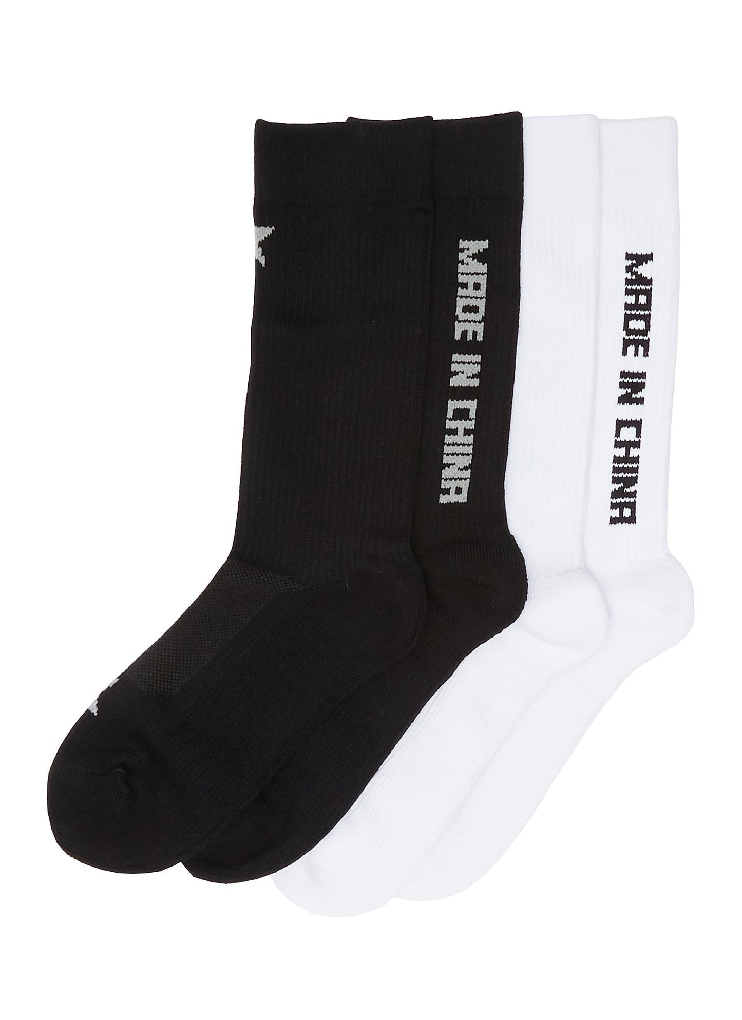 'Made in China' slogan jacquard socks 2-pack set - SMFK - Multi-colour