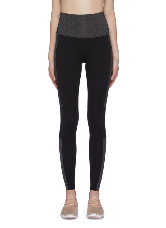 'Block Out' colourblock performance midi leggings - Beyond Yoga - Black